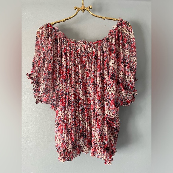 Et Vous Paris Blouse Top S Silk Chiffon Sheer Batwing Sleeve - Picture 2 of 4